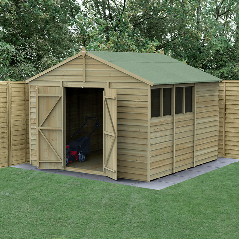 10' x 10' Forest 4Life 25yr Guarantee Overlap Pressure Treated Double Door Apex Wooden Shed (3.21m x 3.01m) online kaufen