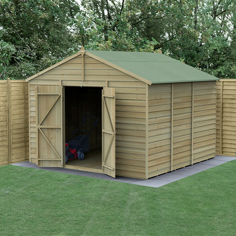 10' x 10' Forest 4Life 25yr Guarantee Overlap Pressure Treated Windowless Double Door Apex Wooden Shed (3.21m x 3.01m) online kaufen