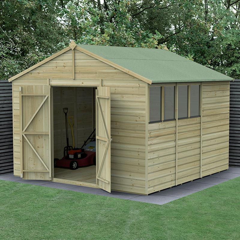 10' x 10' Forest Beckwood 25yr Guarantee Shiplap Pressure Treated Double Door Apex Wooden Shed (3.21m x 3.01m) online kaufen