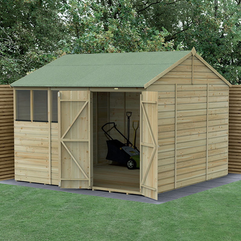 10' x 10' Forest Beckwood 25yr Guarantee Shiplap Pressure Treated Double Door Reverse Apex Wooden Shed (3.21m x 3.01m) online kaufen