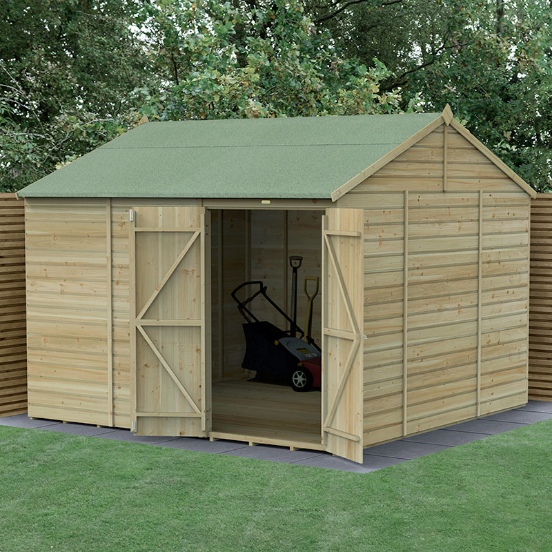 10' x 10' Forest Beckwood 25yr Guarantee Shiplap Pressure Treated Windowless Double Door Reverse Apex Wooden Shed (3.21m x 3.01m) online kaufen