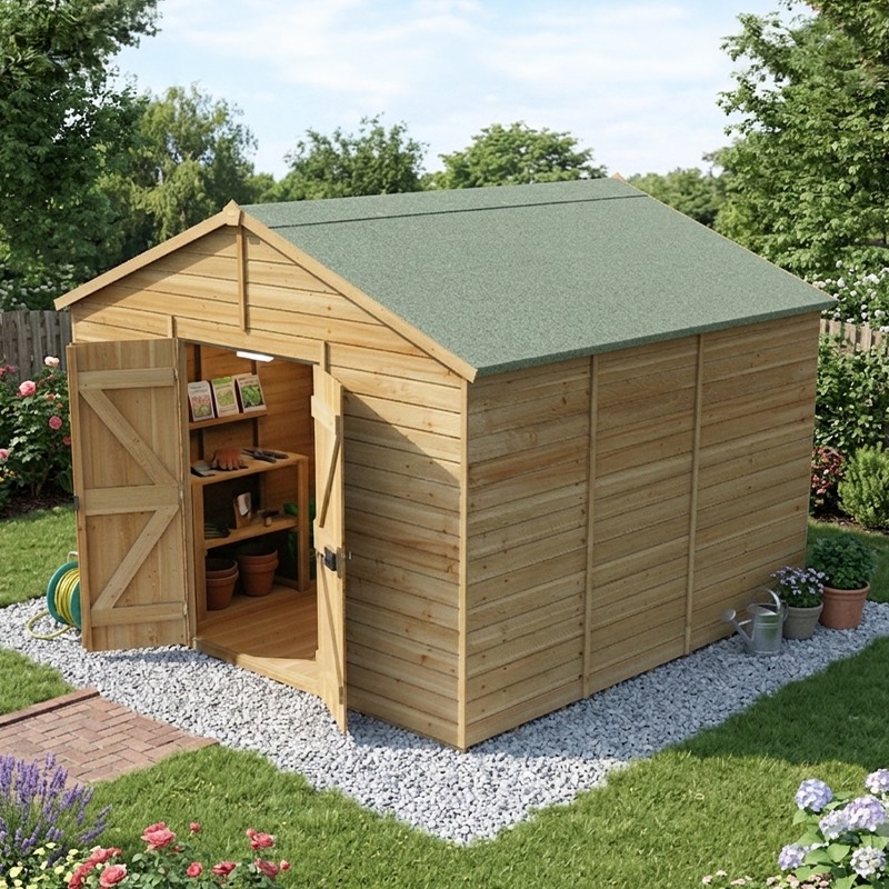 10' x 10' Forest Timberdale 25yr Guarantee Tongue & Groove Pressure Treated Windowless Double Door Apex Shed (3.21m x 3.05m) online kaufen