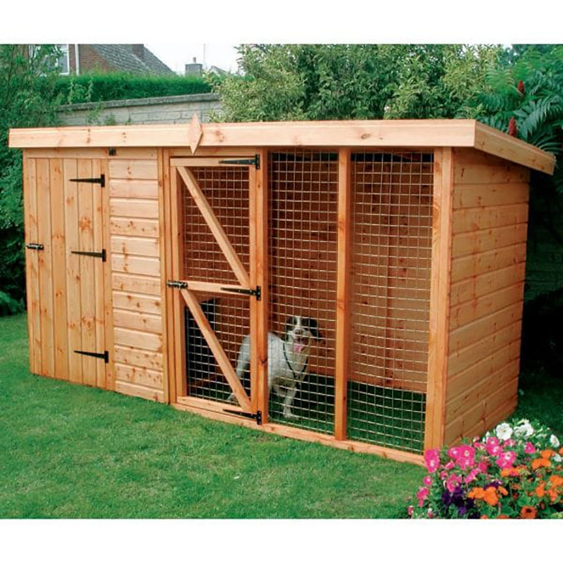 10' x 4' Traditional Pent Wooden Dog Kennel 6' Run - Pet House (3.05x1.22m) online kaufen