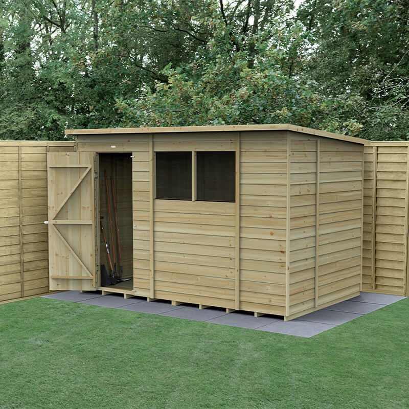 10' x 6' Forest 4Life 25yr Guarantee Overlap Pressure Treated Pent Wooden Shed (3.11m x 2.05m) - Next Working Day Delivery online kaufen