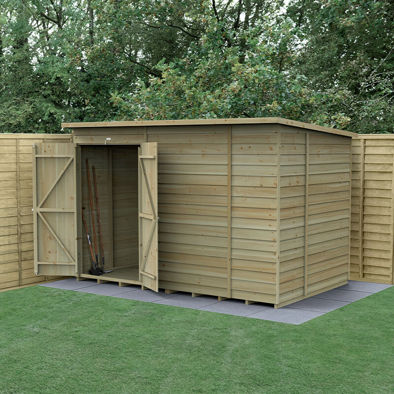 10' x 6' Forest 4Life 25yr Guarantee Overlap Pressure Treated Windowless Double Door Pent Wooden Shed (3.11m x 2.04m) online kaufen