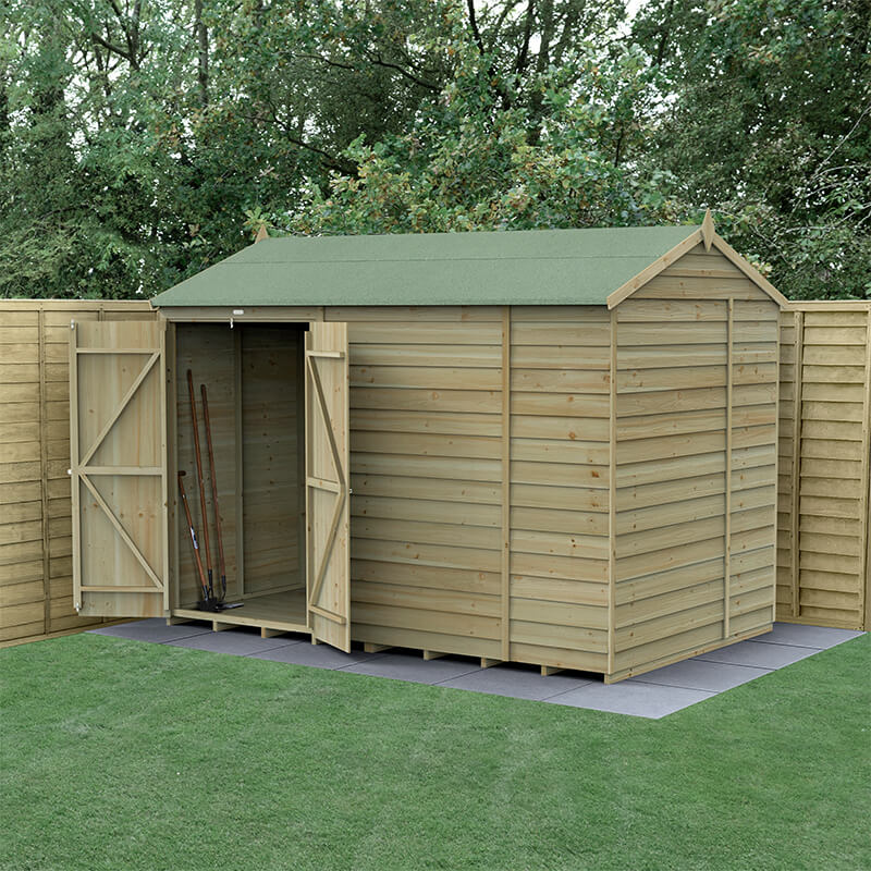 10' x 6' Forest 4Life 25yr Guarantee Overlap Pressure Treated Windowless Double Door Reverse Apex Wooden Shed (3.01m x 1.99m) online kaufen
