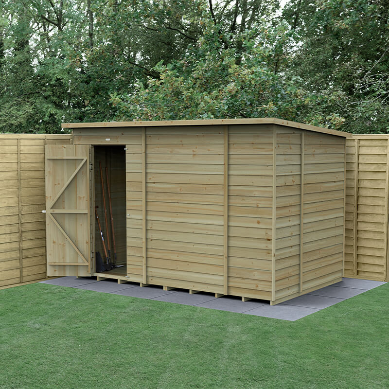 10' x 6' Forest 4Life 25yr Guarantee Overlap Pressure Treated Windowless Pent Wooden Shed (3.11m x 2.05m) online kaufen