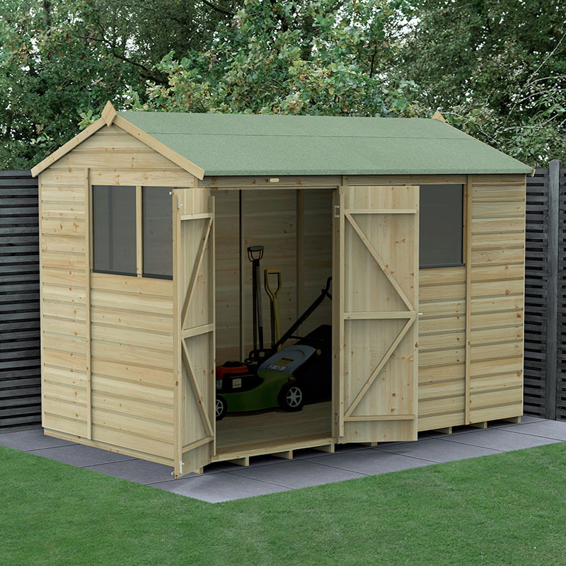 10' x 6' Forest Beckwood 25yr Guarantee Shiplap Pressure Treated Double Door Reverse Apex Wooden Shed (3.01m x 1.99m) online kaufen