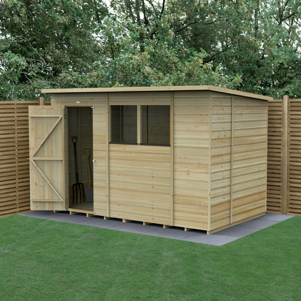 10' x 6' Forest Beckwood 25yr Guarantee Shiplap Pressure Treated Pent Wooden Shed (3.11m x 2.05m) online kaufen