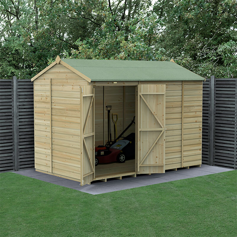 10' x 6' Forest Beckwood 25yr Guarantee Shiplap Pressure Treated Windowless Double Door Reverse Apex Wooden Shed (3.01m x 1.99m) online kaufen