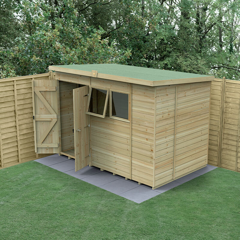 10' x 6' Forest Timberdale 25yr Guarantee Tongue & Groove Pressure Treated Double Door Pent Shed (3.07m x 2.02m) online kaufen