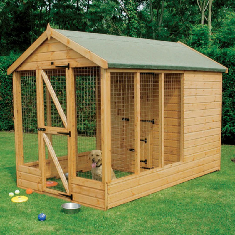 10' x 6' Traditional Apex Wooden Dog Kennel 6' Run - Pet House (3.05x1.83m) online kaufen