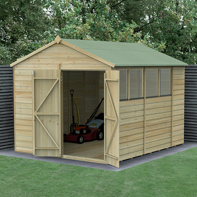 10' x 8' Forest Beckwood 25yr Guarantee Shiplap Pressure Treated Double Door Apex Wooden Shed (3.01m x 2.61m) online kaufen