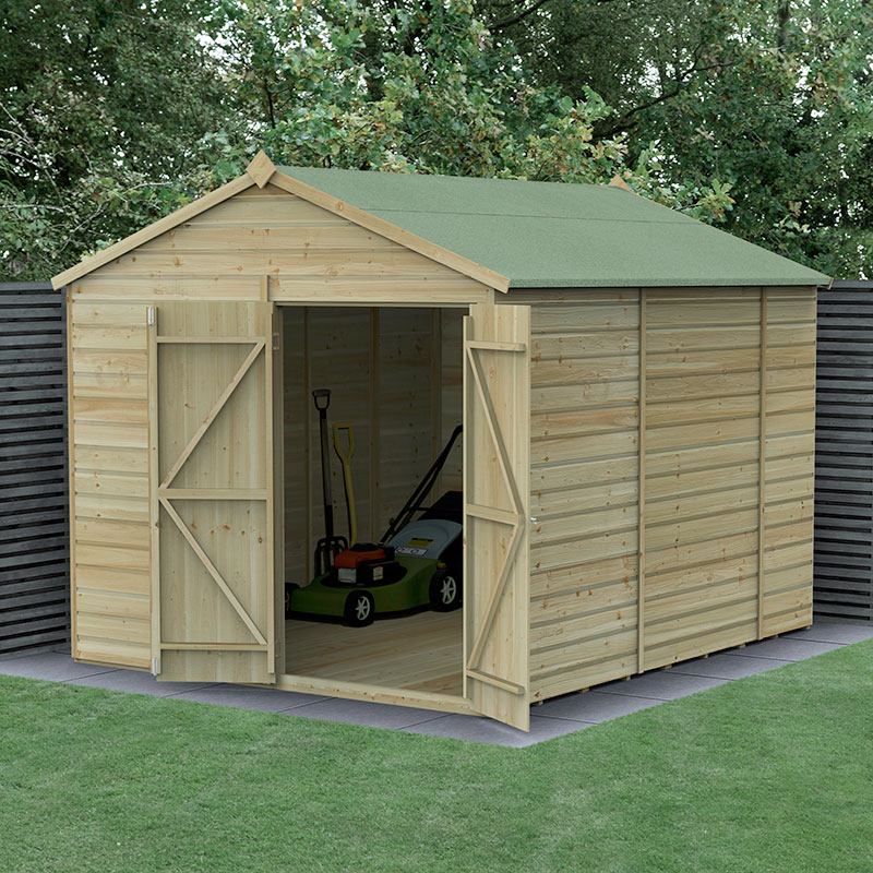 10' x 8' Forest Beckwood 25yr Guarantee Shiplap Pressure Treated Windowless Double Door Apex Wooden Shed (3.01m x 2.61m) online kaufen