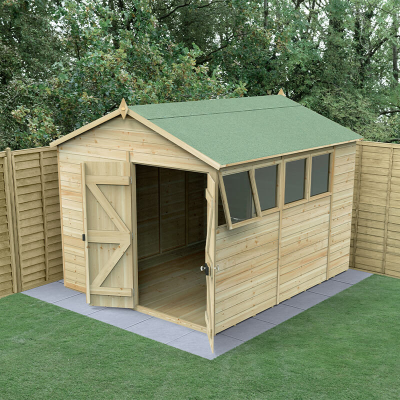 10' x 8' Forest Timberdale 25yr Guarantee Tongue & Groove Pressure Treated Double Door Apex Shed (3.05m x 2.61m) online kaufen