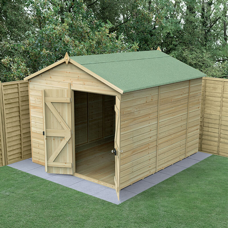 10' x 8' Forest Timberdale 25yr Guarantee Tongue & Groove Pressure Treated Windowless Double Door Apex Shed (3.05m x 2.61m) online kaufen