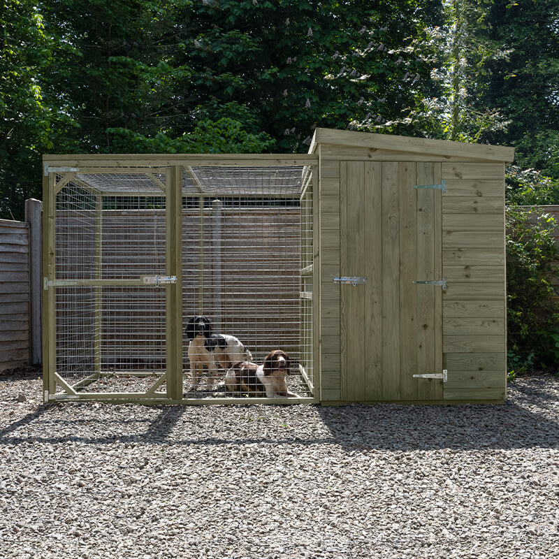 10'1 x 4'6 Forest Hedgerow Wooden Dog Kennel with 6ft Run - Pet House (3.07m x 1.38m) online kaufen