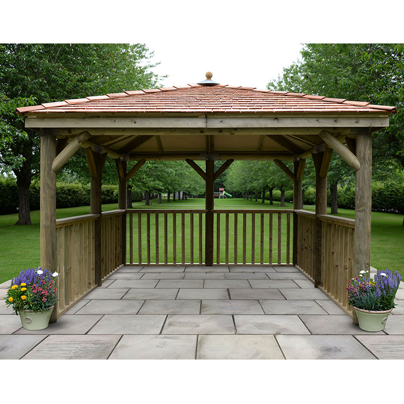 11'x11' (3.5x3.5m) Square Wooden Garden Gazebo with New England Cedar Roof online kaufen