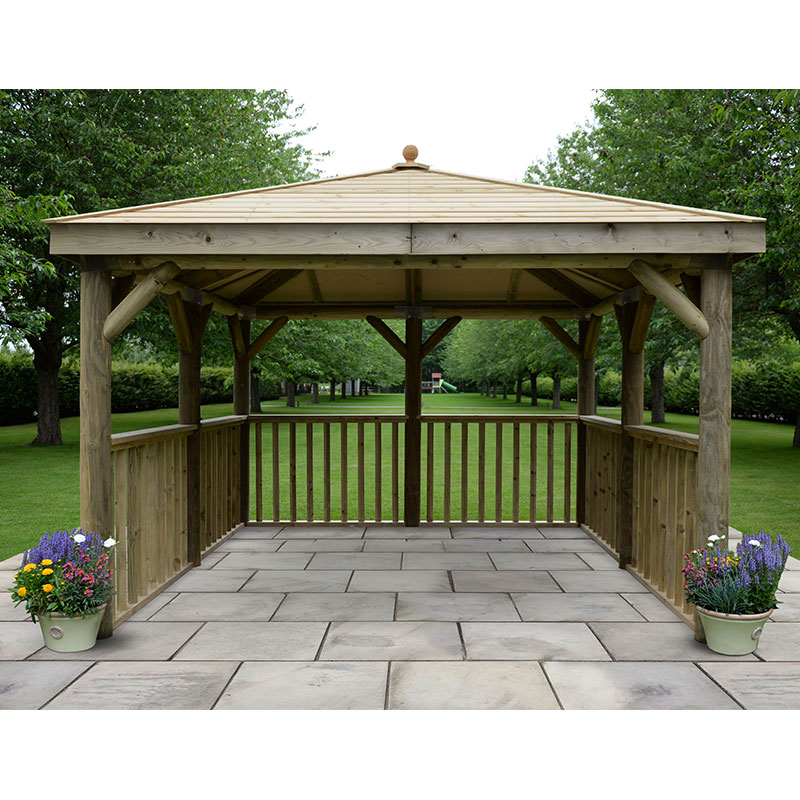 11'x11' (3.5x3.5m) Square Wooden Garden Gazebo with Timber Roof online kaufen