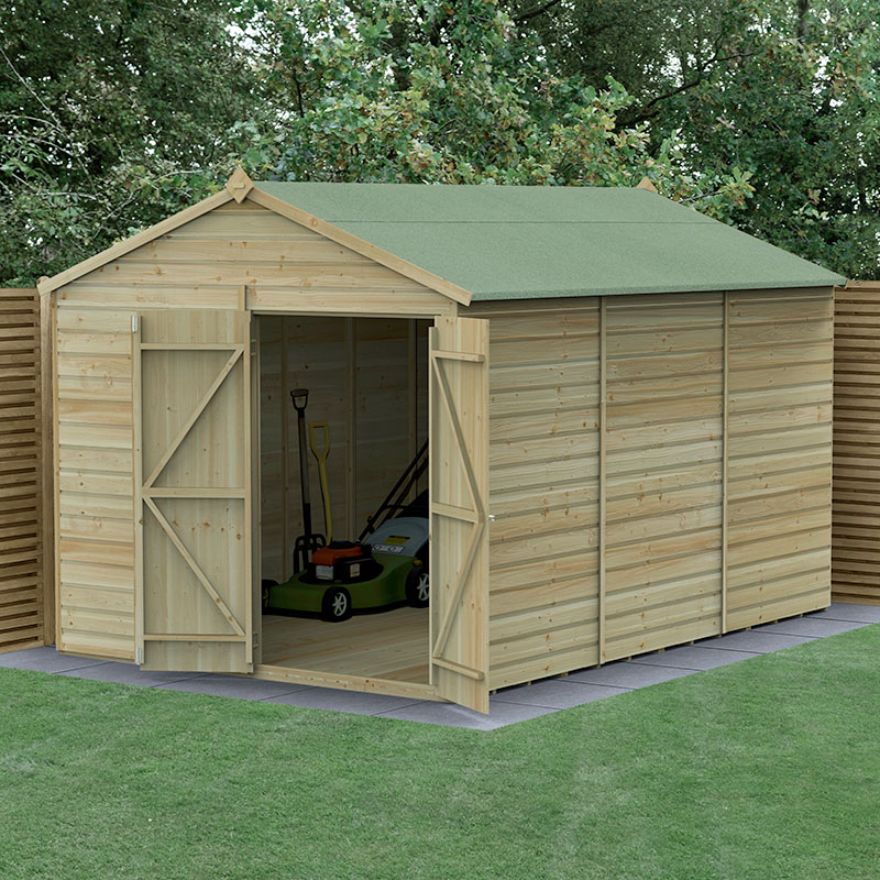 12' x 8' Forest Beckwood 25yr Guarantee Shiplap Pressure Treated Windowless Double Door Apex Wooden Shed (3.6m x 2.61m) online kaufen