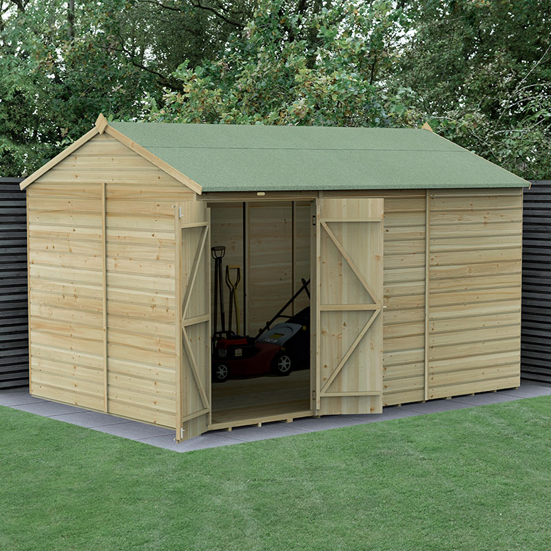12' x 8' Forest Beckwood 25yr Guarantee Shiplap Pressure Treated Windowless Double Door Reverse Apex Wooden Shed (3.6m x 2.61m) online kaufen