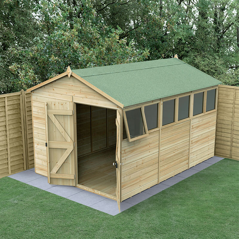 12' x 8' Forest Timberdale 25yr Guarantee Tongue & Groove Pressure Treated Double Door Apex Shed (3.64m x 2.61m) online kaufen