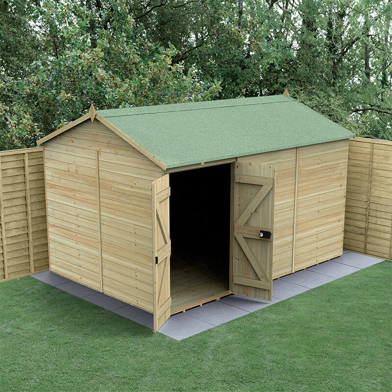12' x 8' Forest Timberdale 25yr Guarantee Tongue & Groove Pressure Treated Windowless Double Door Reverse Apex Shed (3.64m x 2.61m) online kaufen
