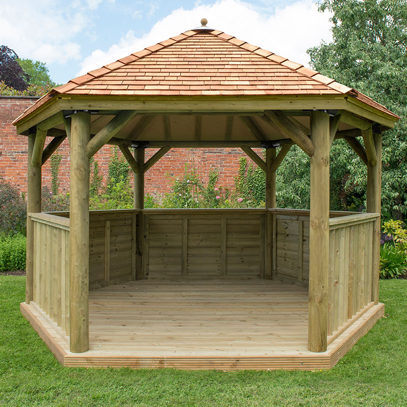 13'x12' (4x3.5m) Luxury Wooden Garden Gazebo with New England Cedar Roof - Seats up to 15 people online kaufen