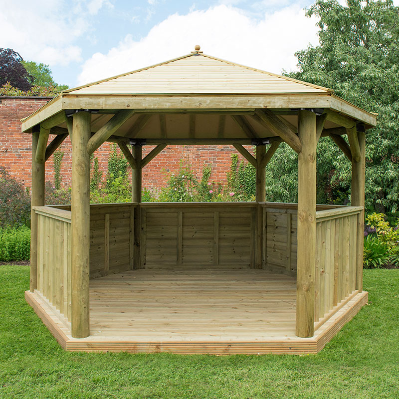 13'x12' (4x3.5m) Luxury Wooden Garden Gazebo with Timber Roof - Seats up to 15 people online kaufen