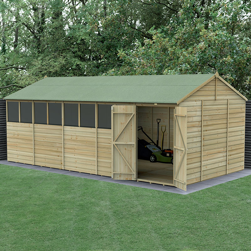 20' x 10' Forest Beckwood 25yr Guarantee Shiplap Pressure Treated Double Door Reverse Apex Wooden Shed (5.96m x 3.21m) online kaufen