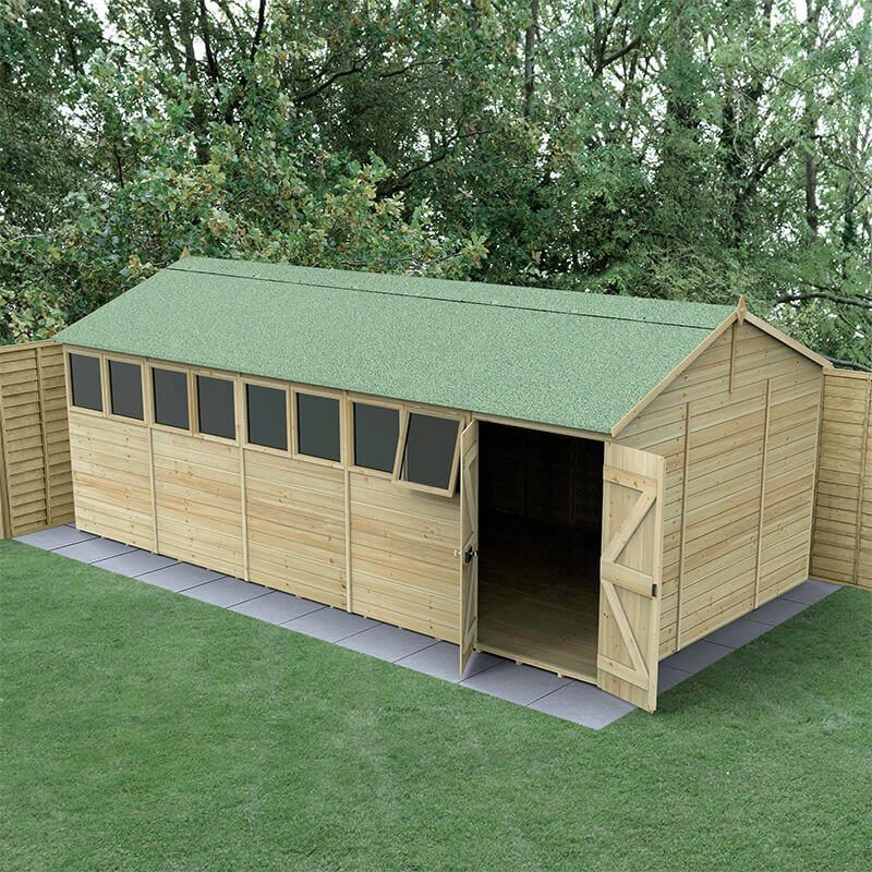 20' x 10' Forest Timberdale 25yr Guarantee Tongue & Groove Pressure Treated Double Door Reverse Apex Shed (6.00m x 3.21m) online kaufen