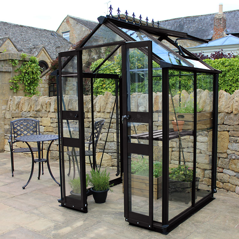 4' x 4' Halls Cotswold Birdlip Small Greenhouse in Black with Toughened Glass (1.47m x 1.32m) online kaufen