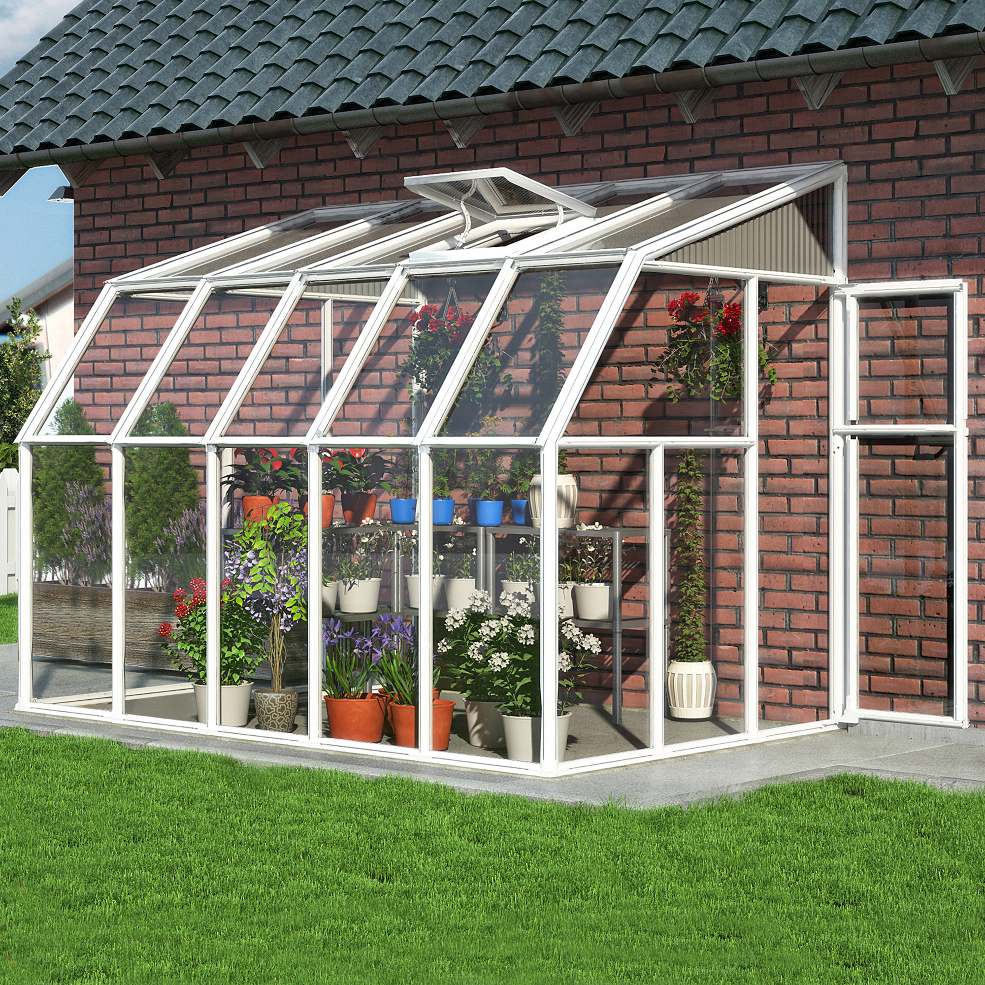 6' x 10' Palram Canopia Rion White Sun Room Walk-In Wall Greenhouse (1.8m x 3.0m) online kaufen
