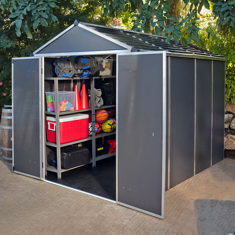 6' x 10' Palram Canopia Rubicon Multi-Wall Premium Dark Grey Plastic Shed (1.85m x 3.00m) online kaufen