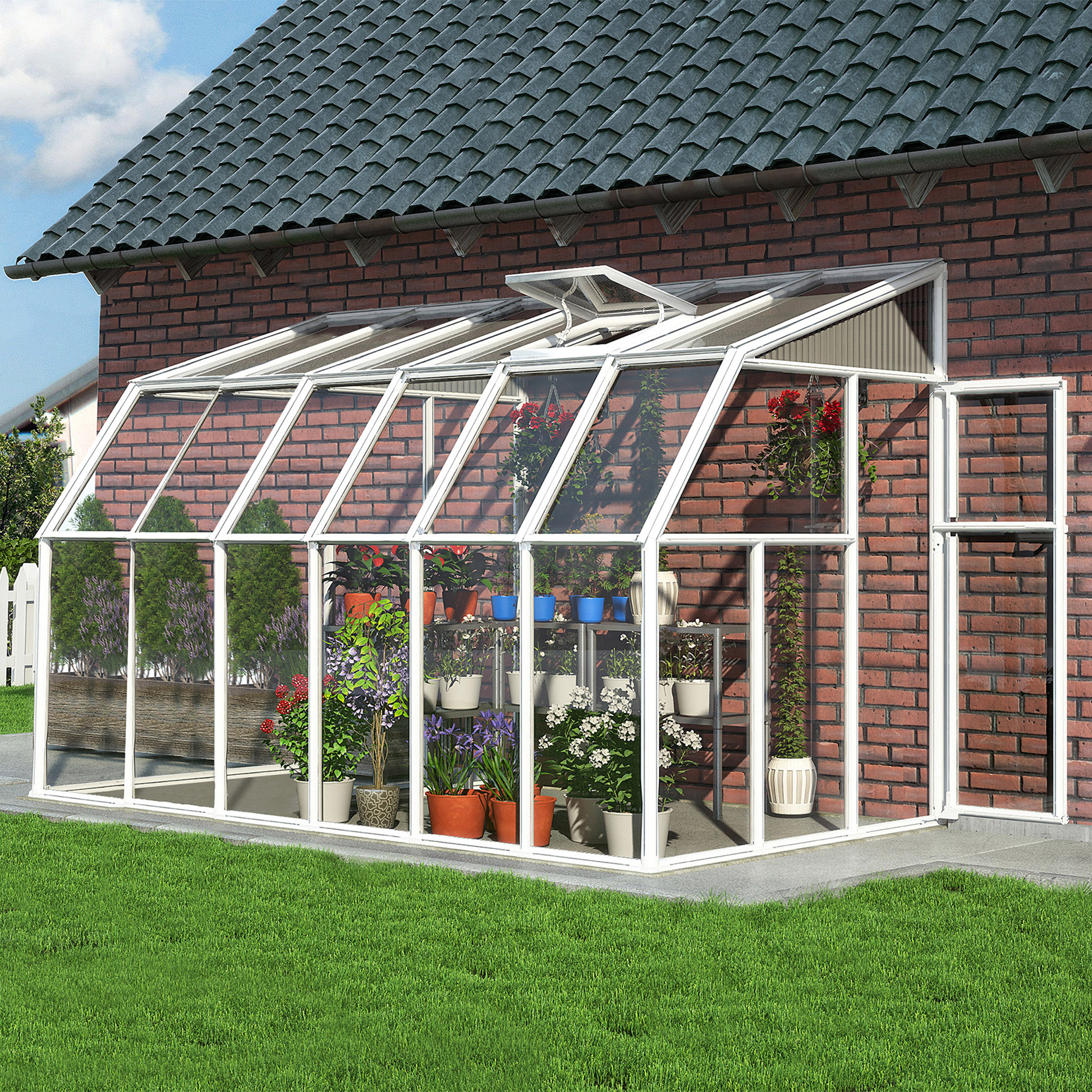 6' x 12' Palram Canopia Rion White Sun Room Walk-In Wall Greenhouse (1.8m x 3.6m) online kaufen
