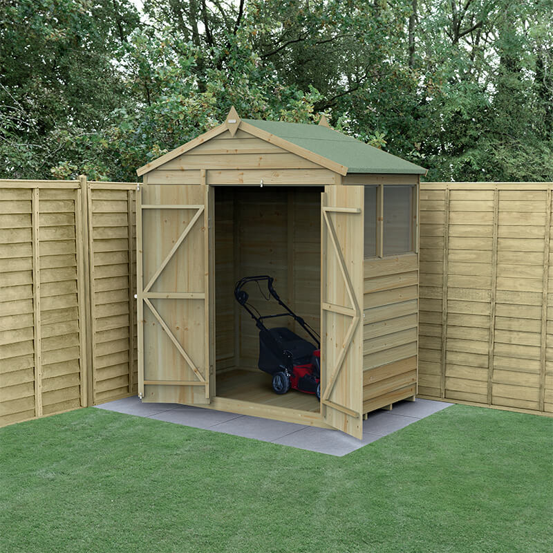 6' x 4' Forest 4Life 25yr Guarantee Overlap Pressure Treated Double Door Apex Wooden Shed (1.99m x 1.23m) online kaufen