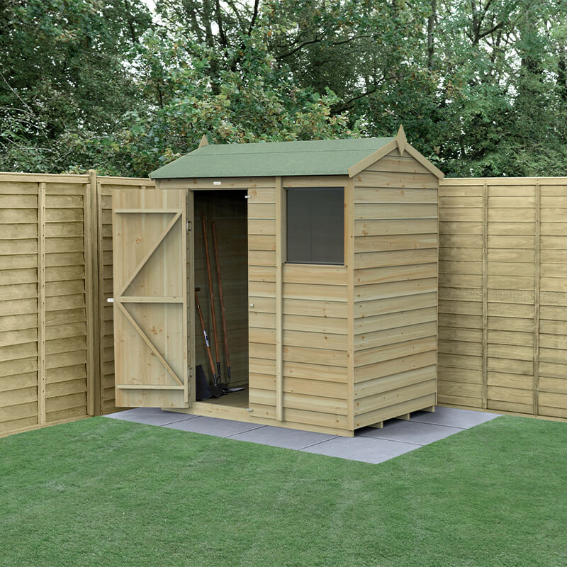 6' x 4' Forest 4Life 25yr Guarantee Overlap Pressure Treated Reverse Apex Wooden Shed (1.88m x 1.34m) online kaufen