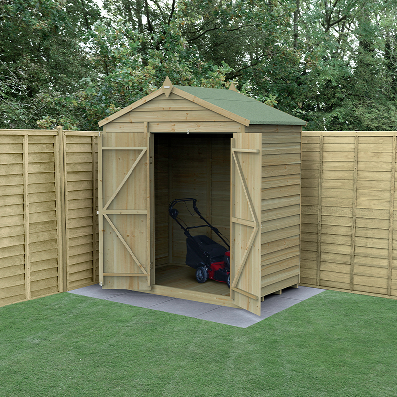 6' x 4' Forest 4Life 25yr Guarantee Overlap Pressure Treated Windowless Double Door Apex Wooden Shed (1.99m x 1.23m) online kaufen