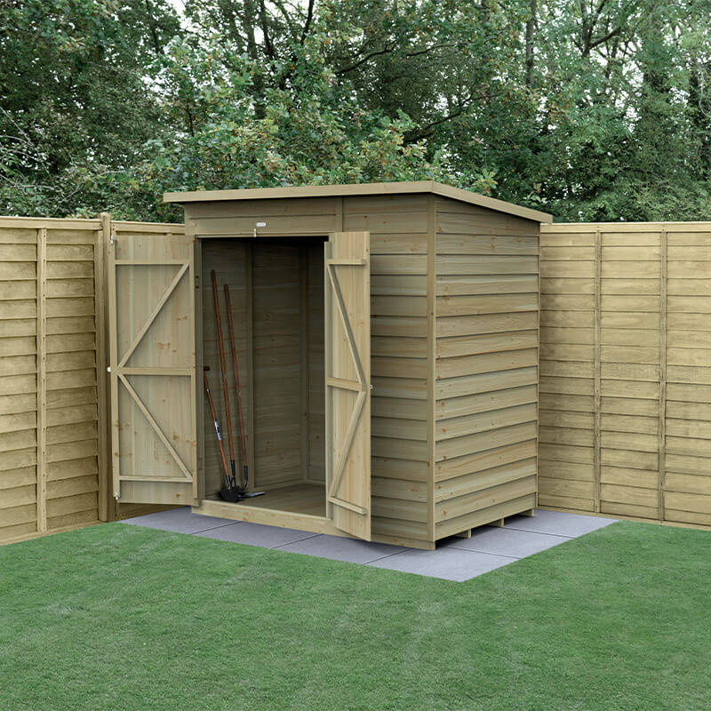6' x 4' Forest 4Life 25yr Guarantee Overlap Pressure Treated Windowless Double Door Pent Wooden Shed (1.98m x 1.39m) online kaufen