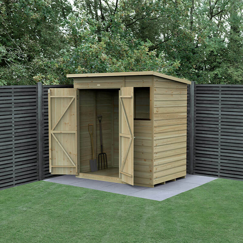6' x 4' Forest Beckwood 25yr Guarantee Shiplap Pressure Treated Double Door Pent Wooden Shed (1.98m x 1.4m) online kaufen
