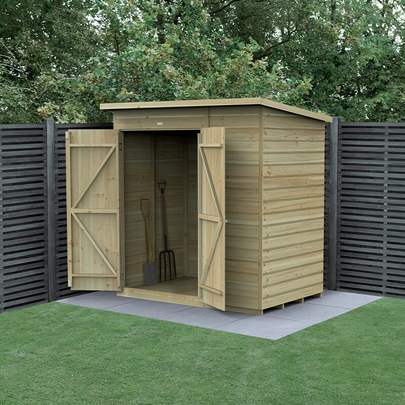 6' x 4' Forest Beckwood 25yr Guarantee Shiplap Pressure Treated Windowless Double Door Pent Wooden Shed (1.98m x 1.4m) online kaufen