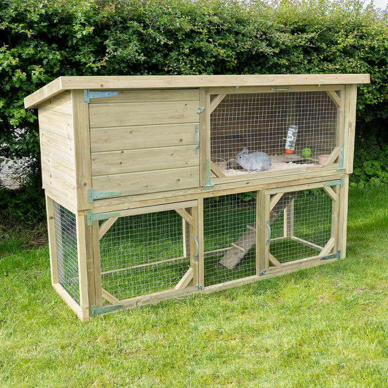 6'4 x 2'5 Forest Hedgerow Wooden 2 Tier Rabbit Hutch online kaufen