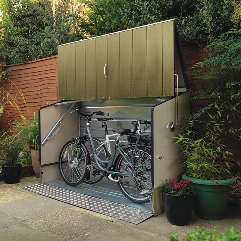 6'4 x 2'9 Trimetals Ramped Metal Bike Shed - Green (1.95m x 0.88m) online kaufen
