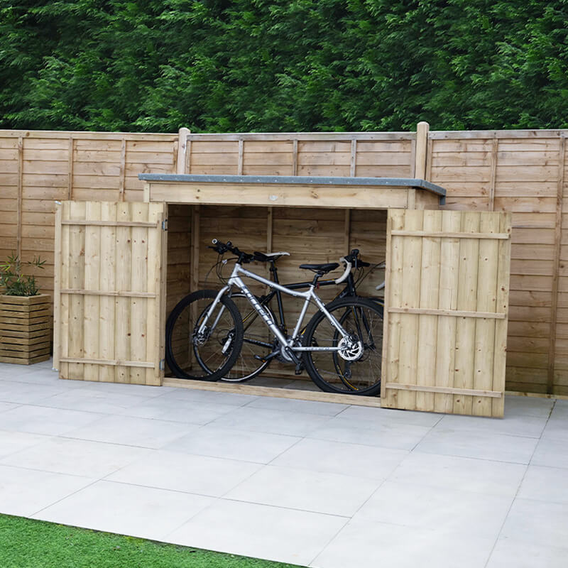 6'5 x 2'10 Forest Overlap Double Door Wooden Bike Shed / Pressure Treated (no floor) online kaufen