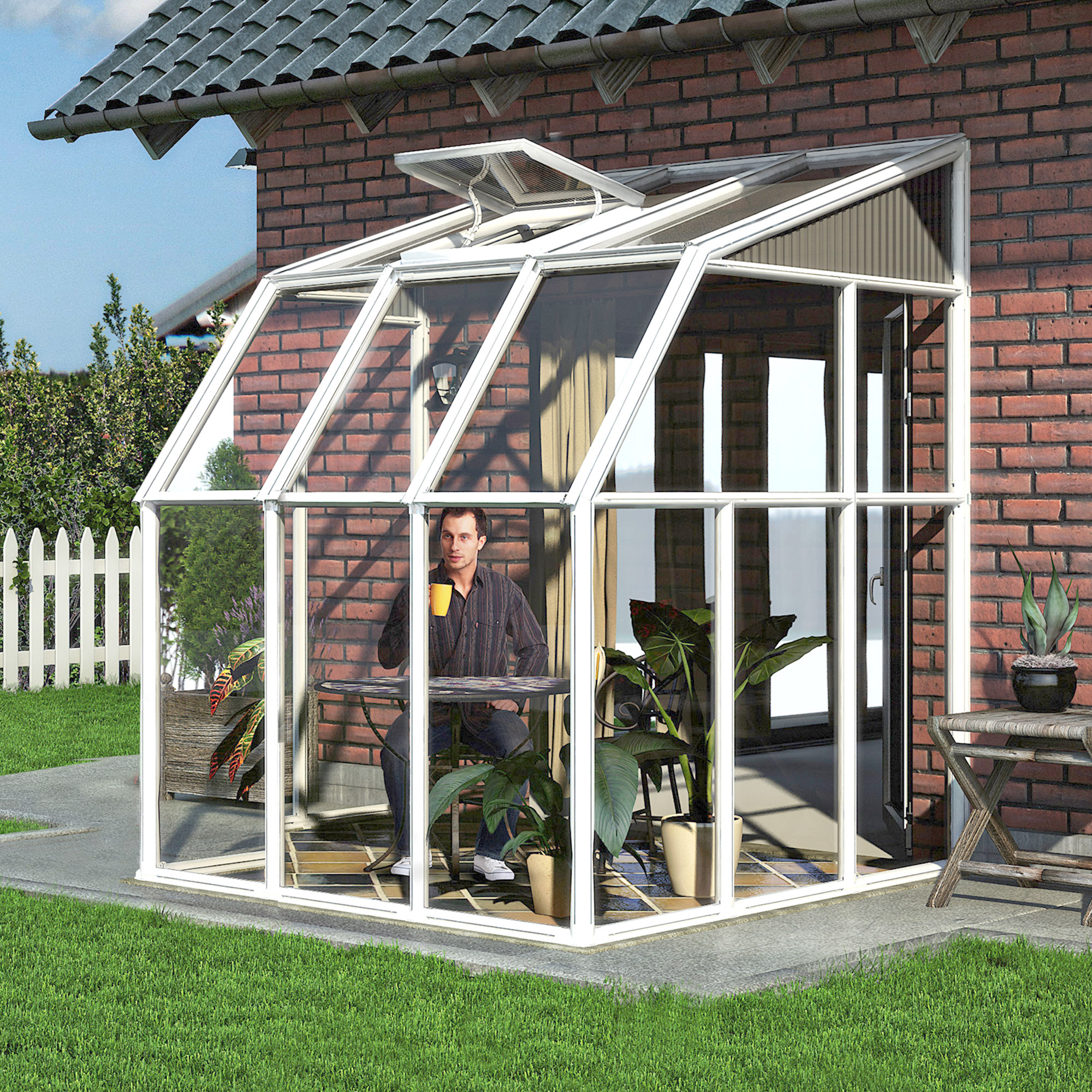 6â x 6â Palram Canopia Rion White Sun Room Wall Greenhouse (1.8m x 1.8m) online kaufen