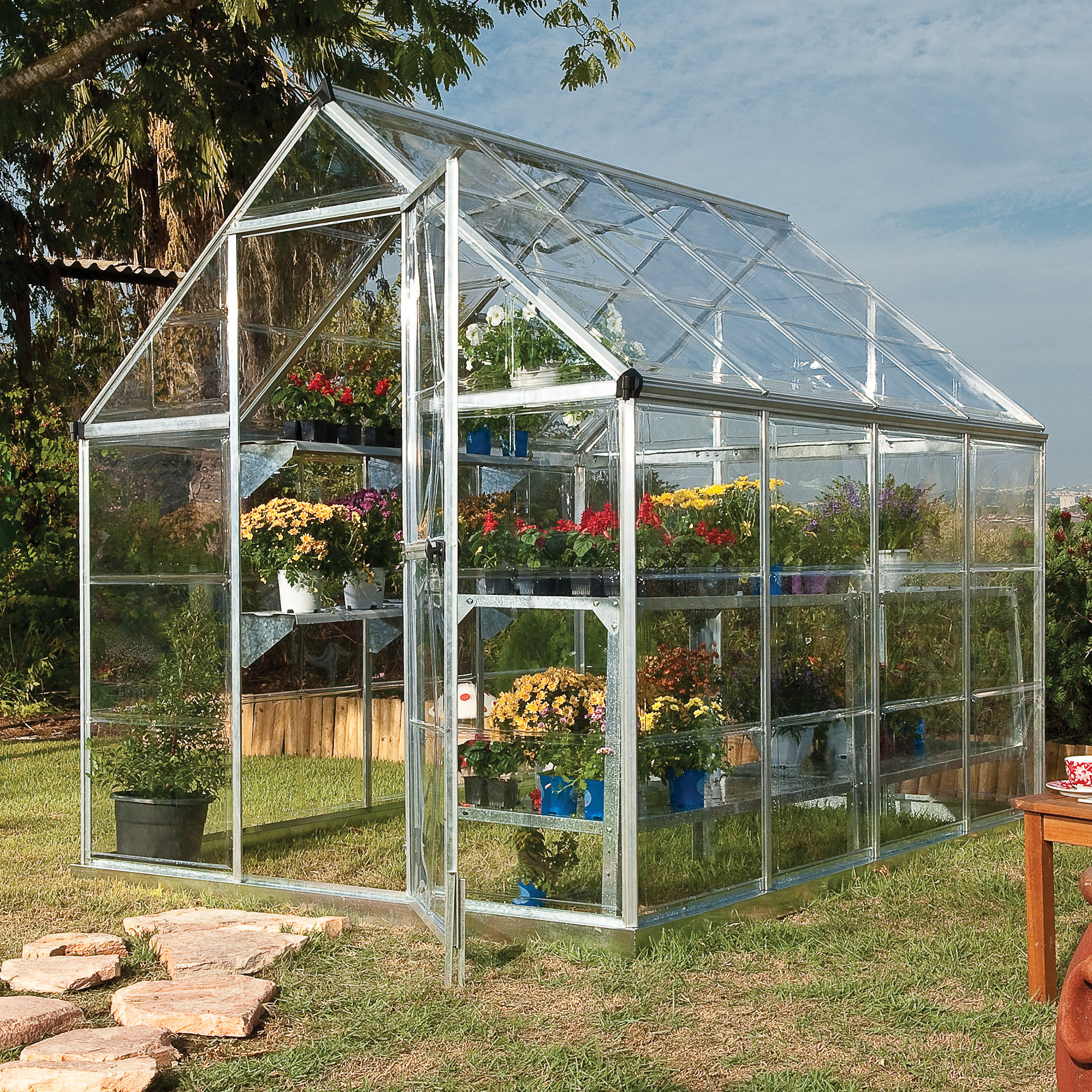 6â x 8â Palram Canopia Harmony Walk In Silver Polycarbonate Greenhouse (1.85m x 2.47m) online kaufen