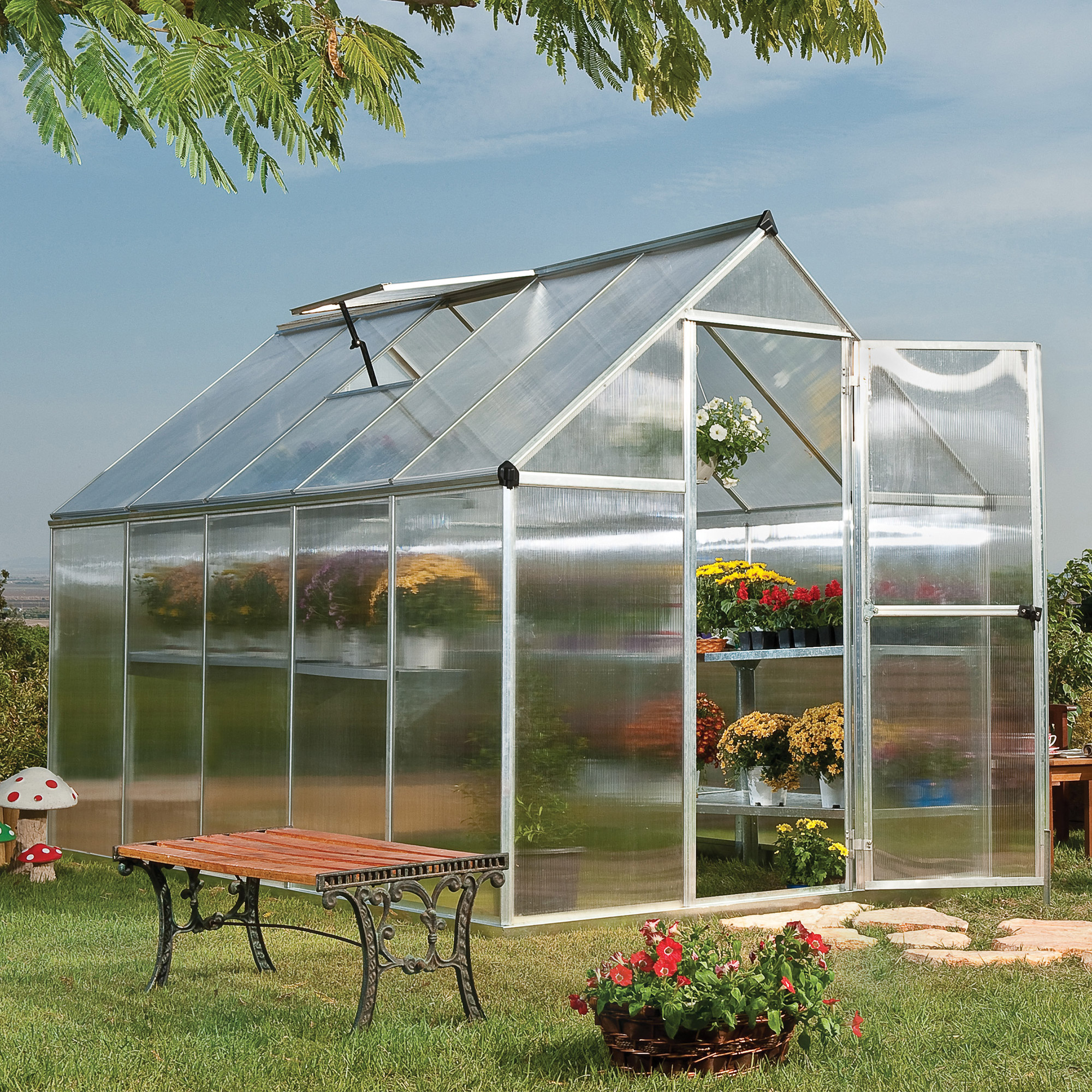 6'x10' Palram Canopia Mythos Large Walk In Silver Polycarbonate Greenhouse (1.8x3m) online kaufen