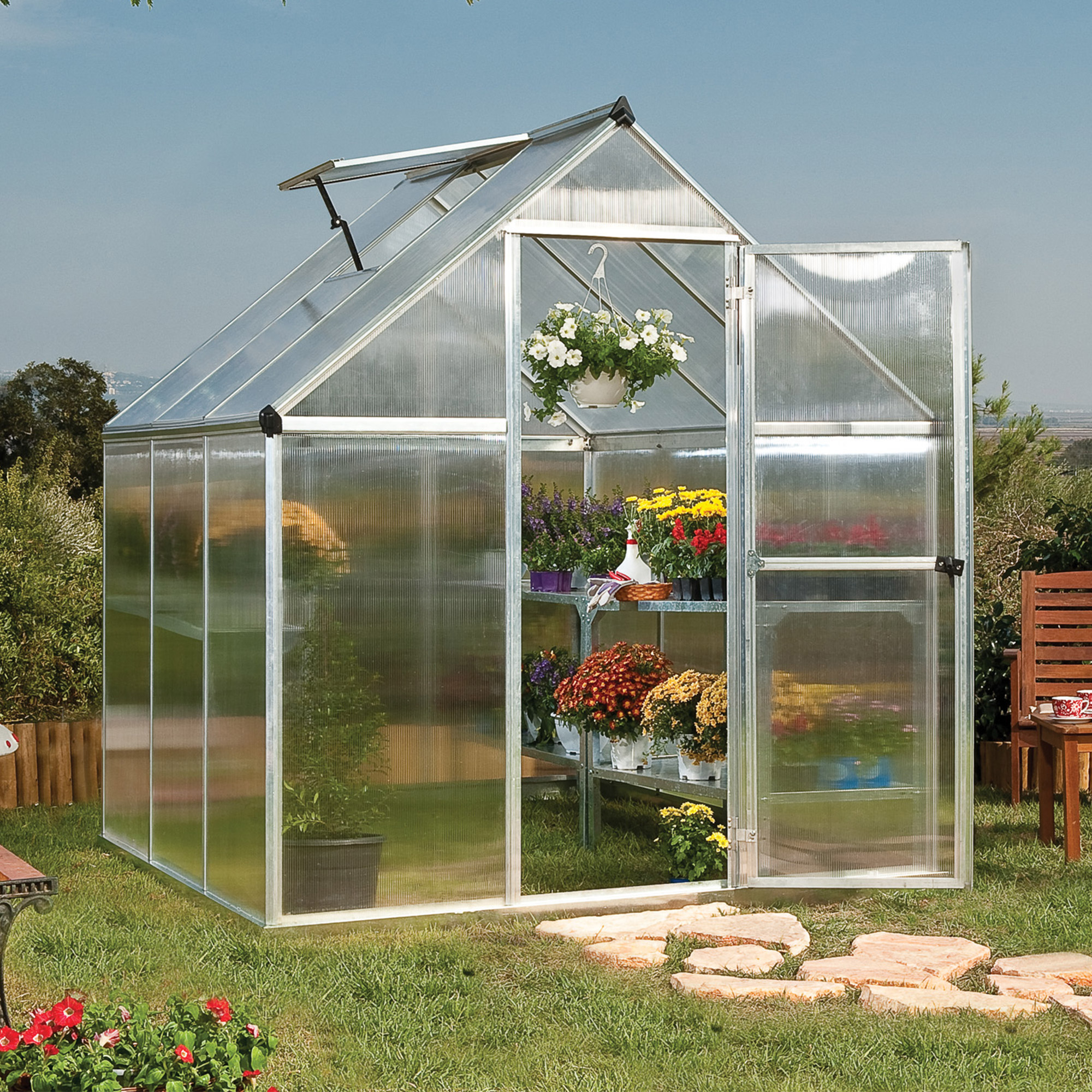 6'x6' Palram Canopia Mythos Small Silver Polycarbonate Greenhouse (1.8x1.8m) online kaufen
