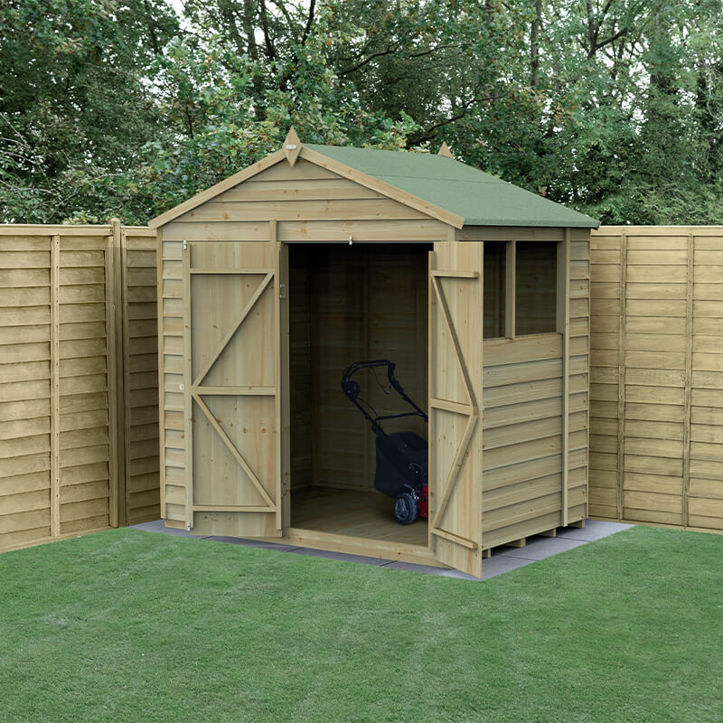 7' x 5' Forest 4Life 25yr Guarantee Overlap Pressure Treated Double Door Apex Wooden Shed (2.28m x 1.53m) online kaufen