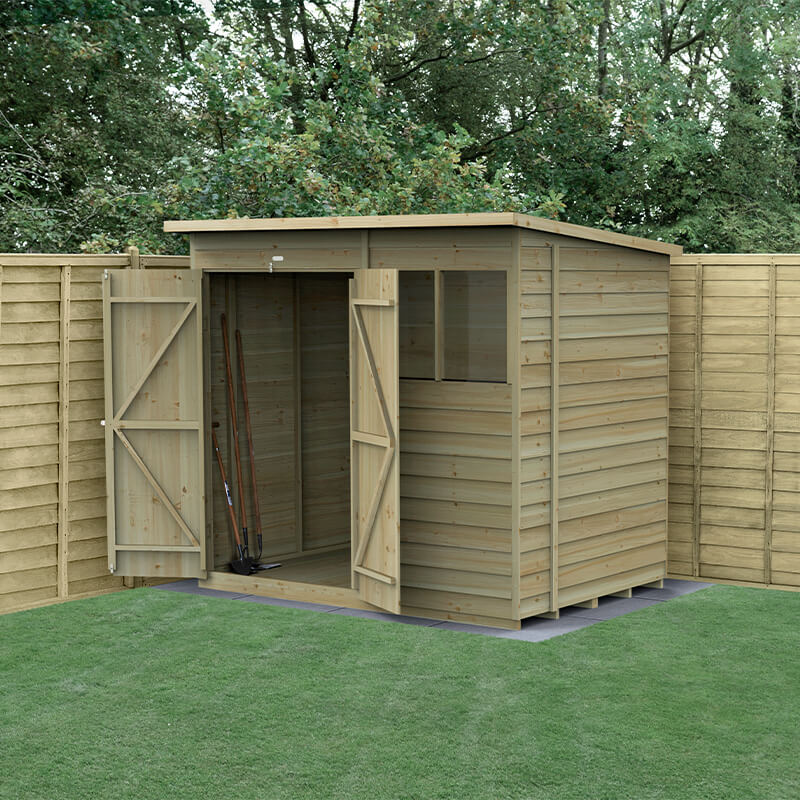 7' x 5' Forest 4Life 25yr Guarantee Overlap Pressure Treated Double Door Pent Wooden Shed (2.26m x 1.69m) online kaufen